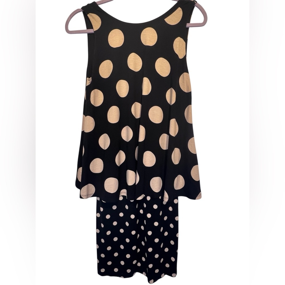 Anthropologie Maeve Dress Polka Dot Davina Black Tan Layered Sleeveless,XS, NWT - Picture 5 of 6